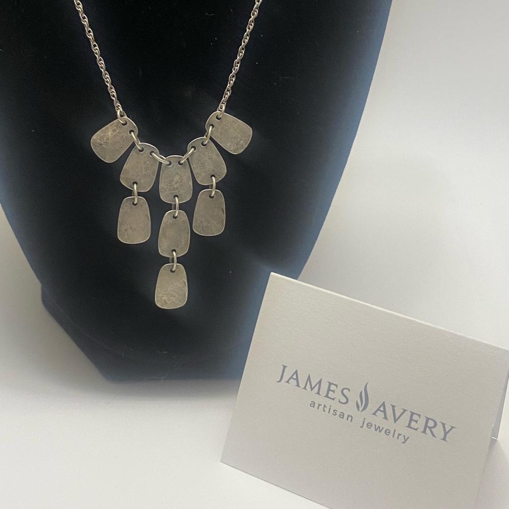 ⭐️JAMES AVERY⭐️ Set - Hammered Square Link Earring and Necklace - Retired - Picture 3 of 15